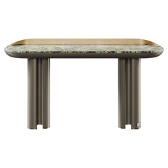 Table console Beverly du 21e siècle en bois laqué et laiton poli