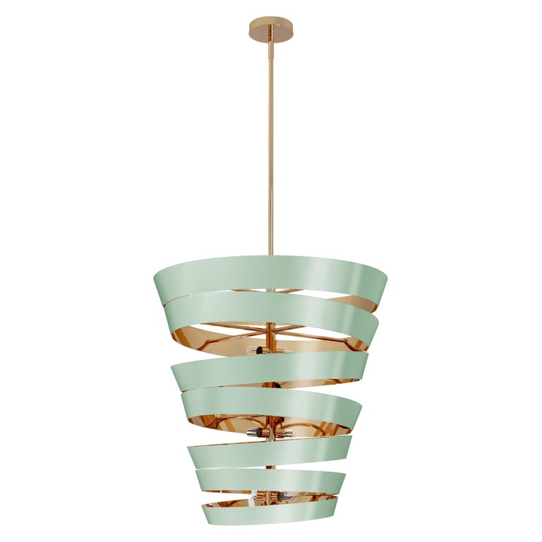 21st Century Bilbao Suspension Lamp Polished Lacquered Brass  by Creativemary For Sale