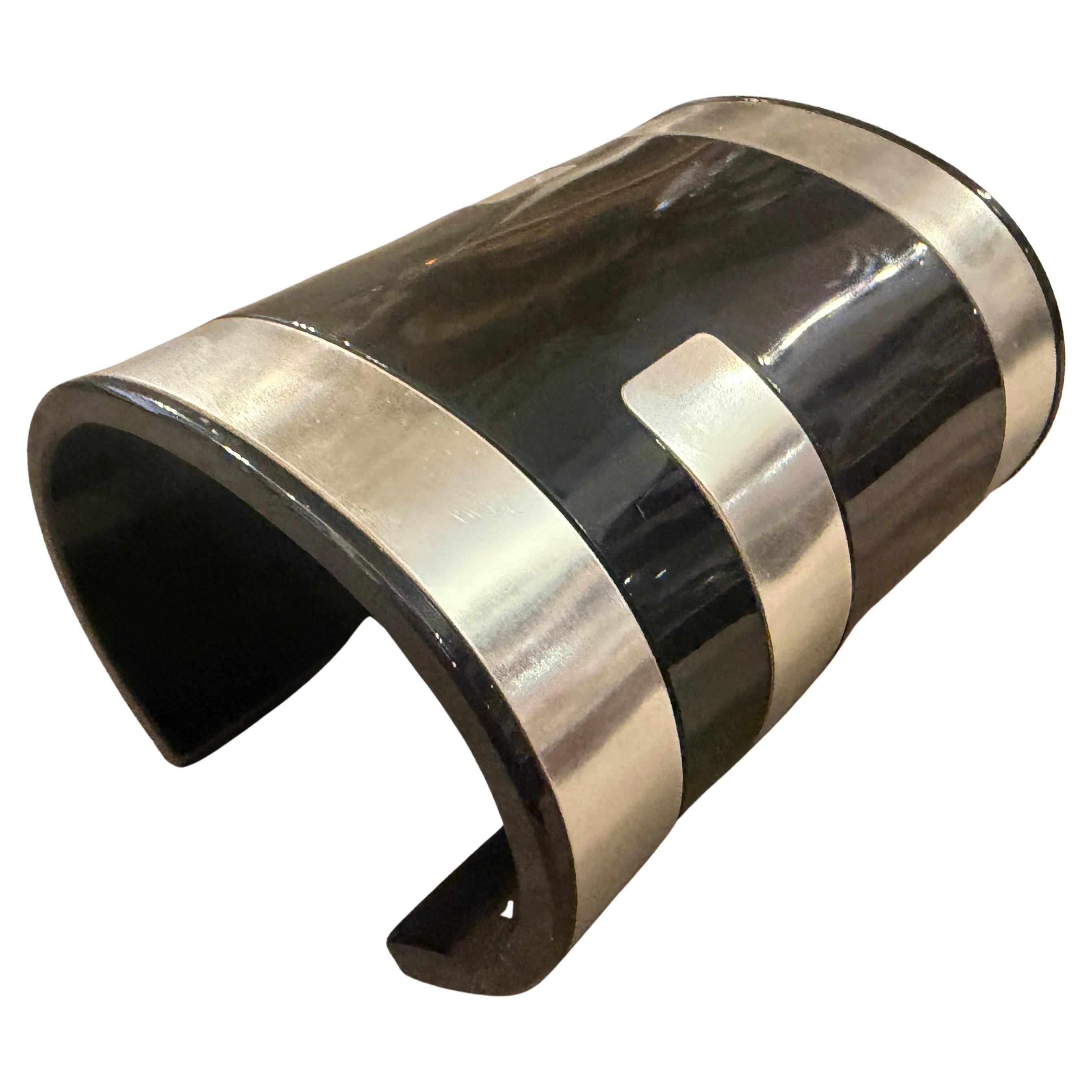 21st Century Black and Silver Bangle Bracelet The Fendista by Fendi Rome en venta