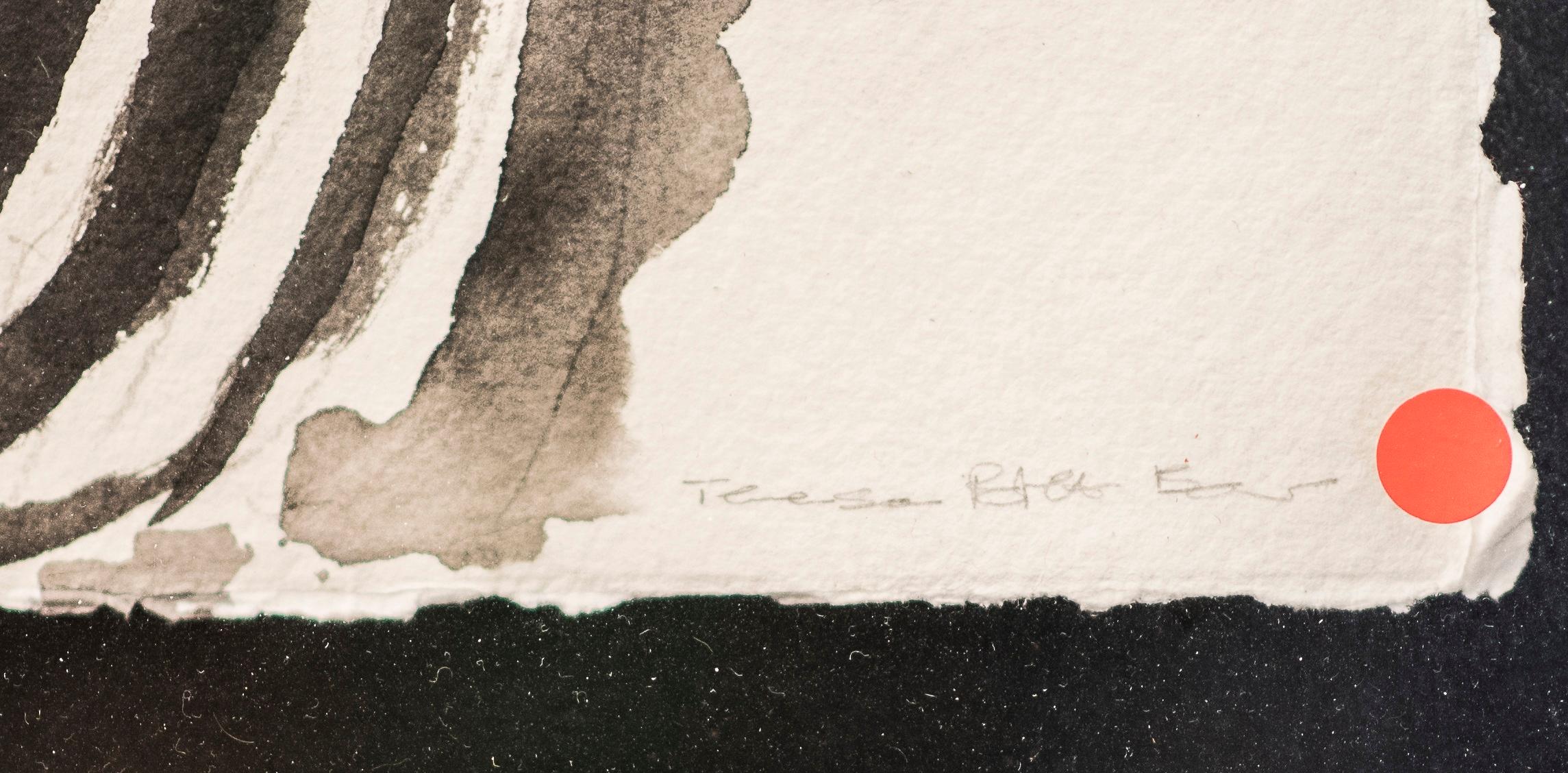 Français Portrait de zèbre à l'aquarelle en noir et blanc du 21e siècle, auteur chinois, signé