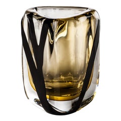 21st Century Black Belt Triangolo Extra Small Vase in Black/Crystal/Tea