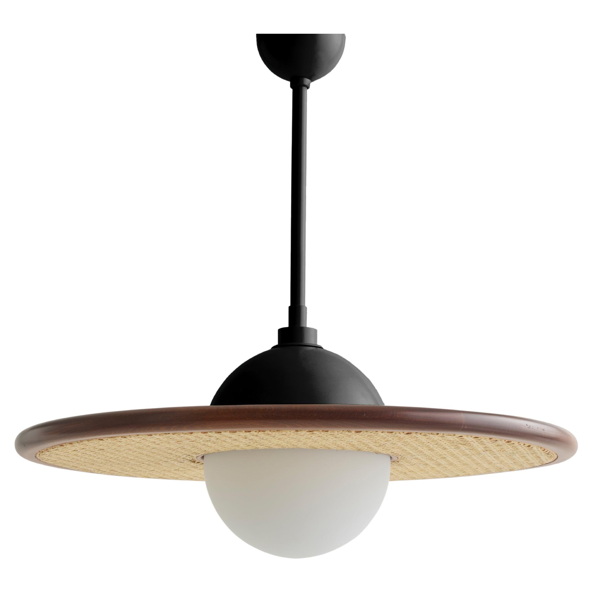 Lampe à suspension en verre Cassini de couleur noire du 21e siècle avec canne