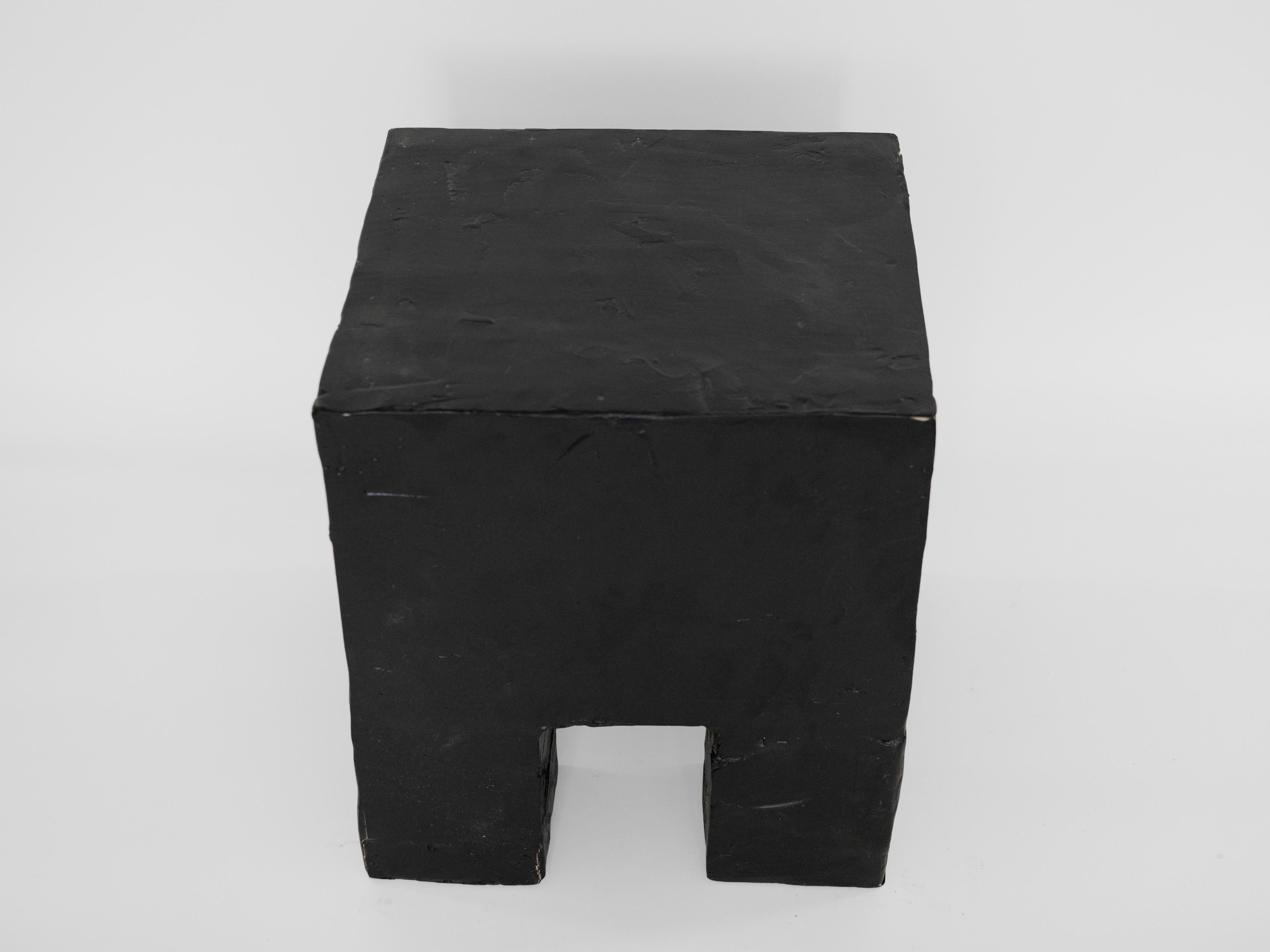 21st Century Black Cube Style Plaster Side Table / Pedestal For Sale 3