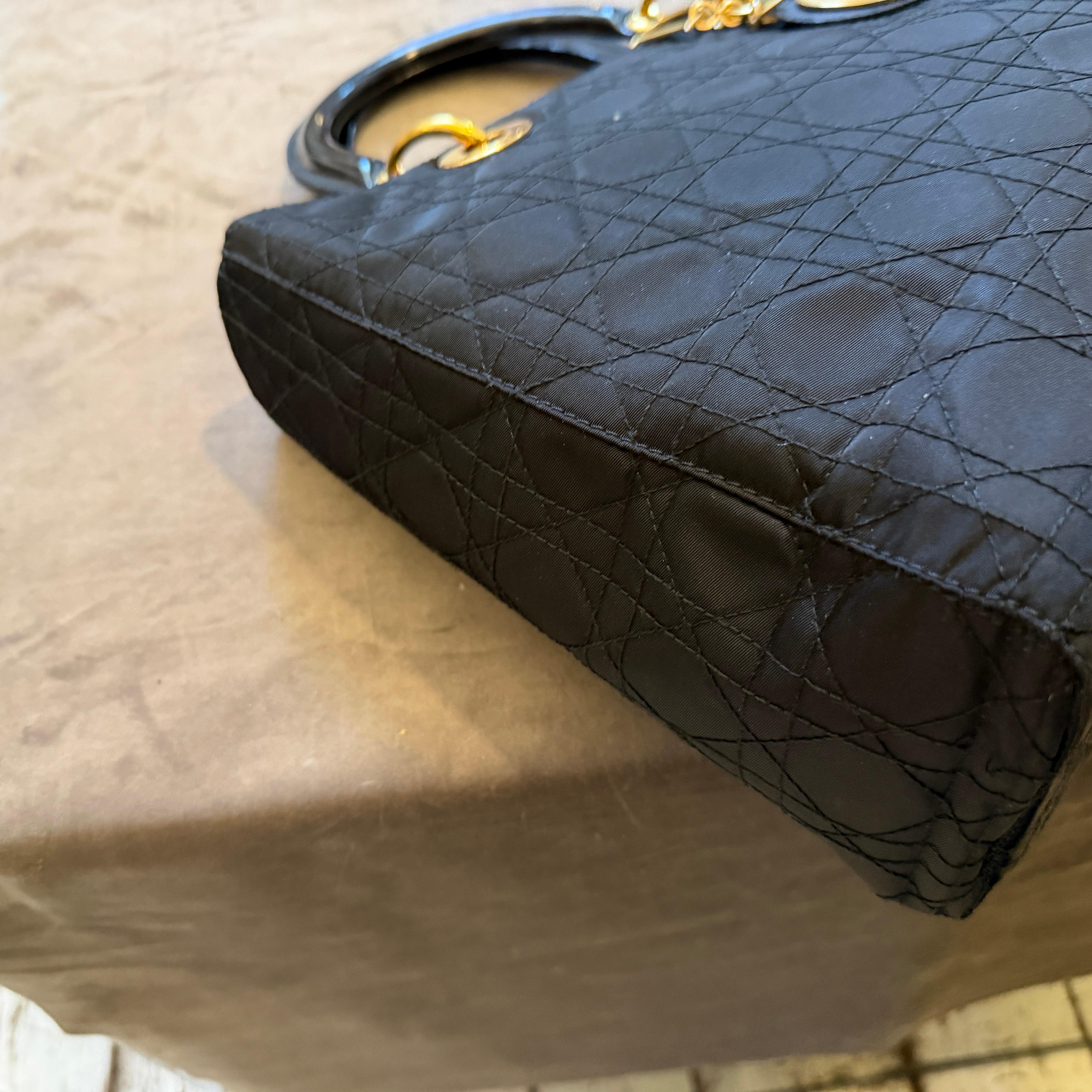 21st Century Black Fabric and Leather Large Lady Dior Bag by Christian Dior en vente 3