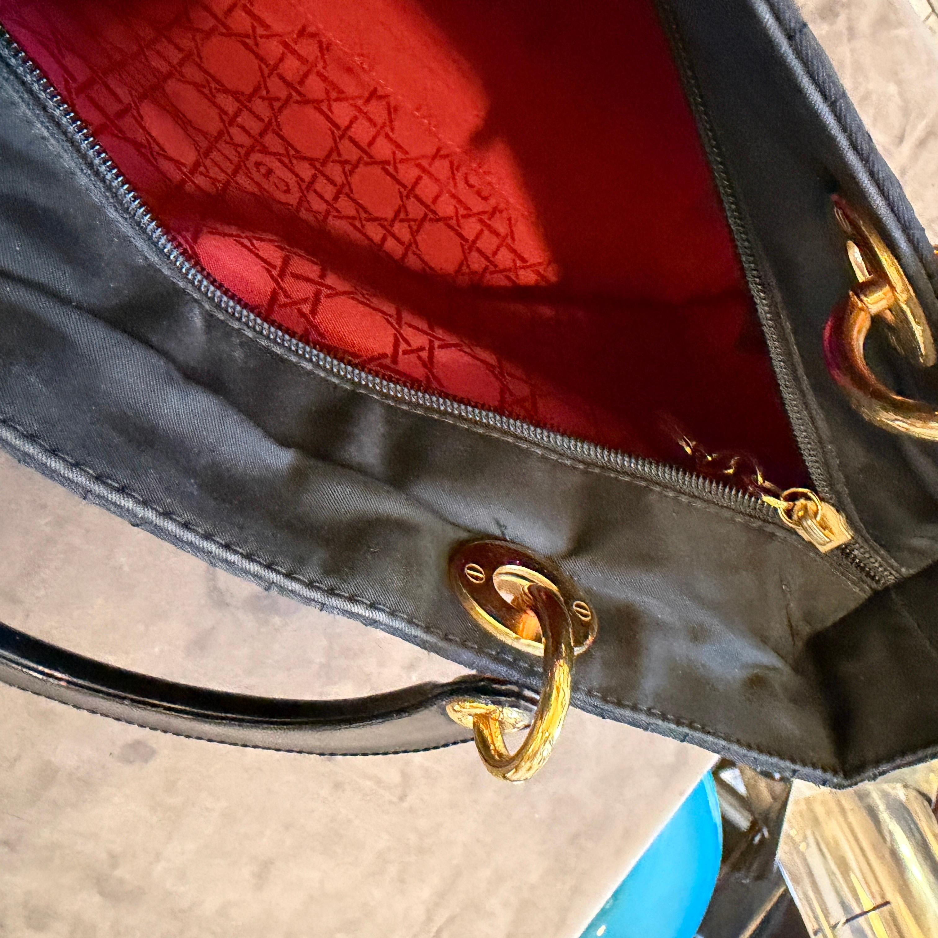 21st Century Black Fabric and Leather Large Lady Dior Bag by Christian Dior en vente 4