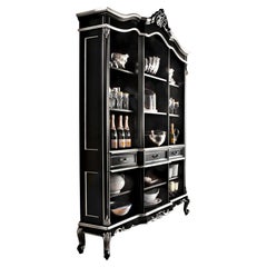 21st Century Black Finish Wine & Liquors Rack by Modenese Gastone Interiors