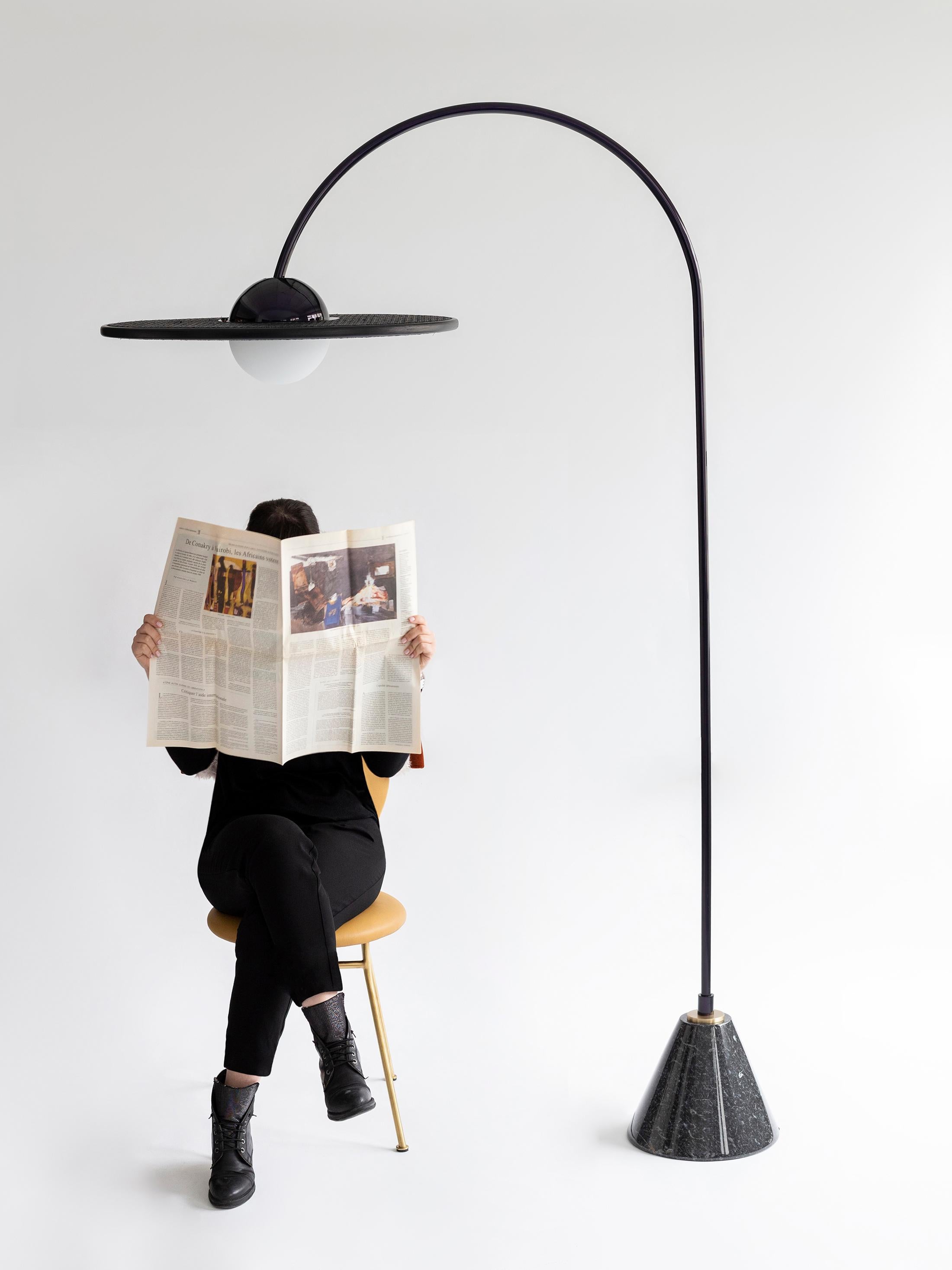 21st Century Floor Lamp with Cane and Marble  For Sale 2