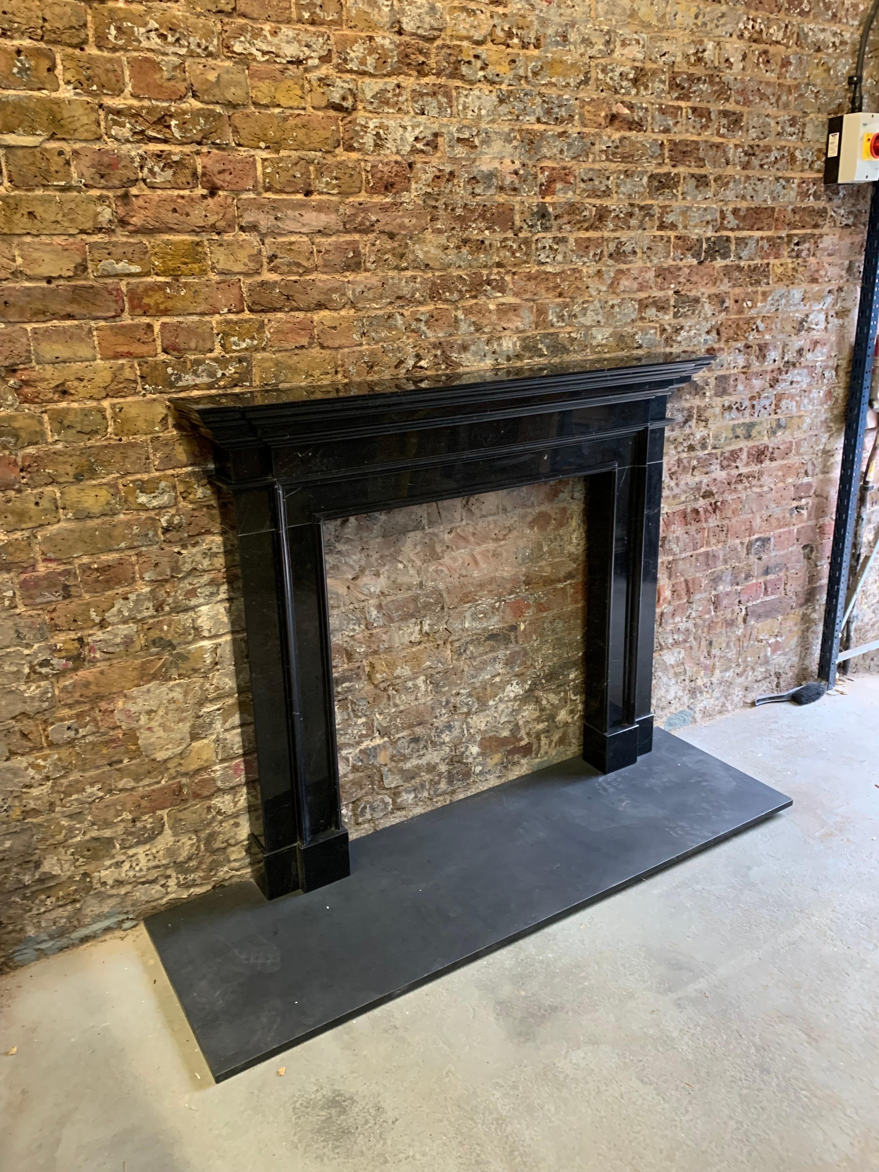 English 21st Century Black Marble Fireplace Mantlepiece For Sale