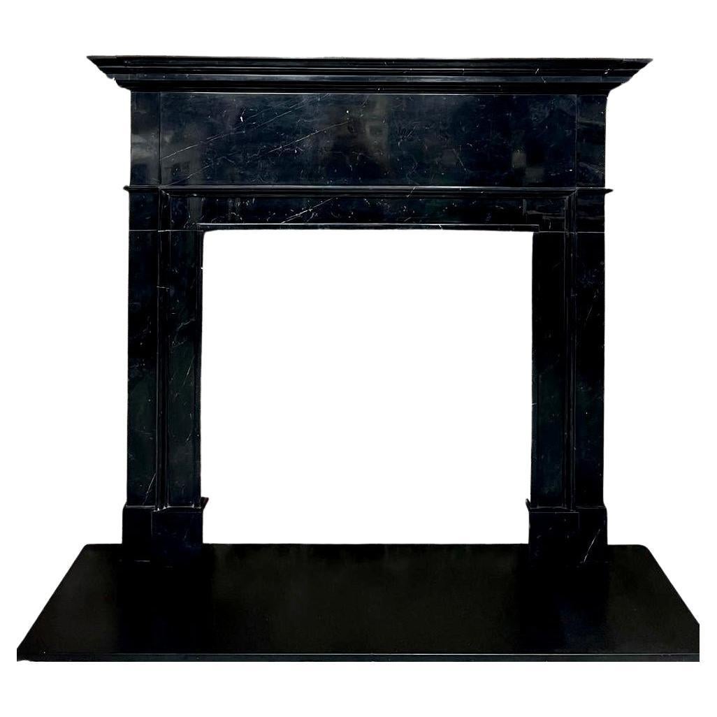 21st Century Black Nero Marquina Marble Fireplace Surround