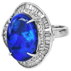 21st Century Black Opal Diamond Platinum Ballerina Ring