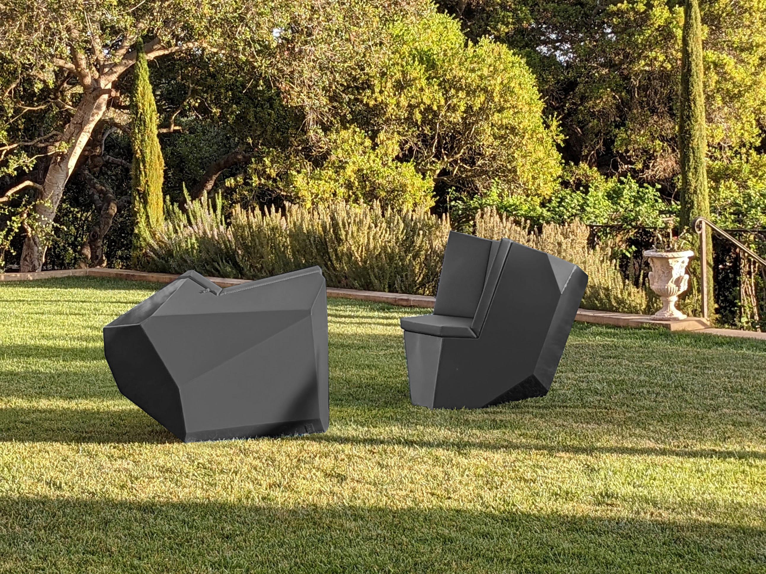 Sillón Rolling Stones Negro Siglo XXI Asiento modular de aluminio para exterior Siglo XXI y contemporáneo en venta