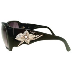 21st Century Black & Swarovski Crystal "Bling" Sunnglasses By, Ferragamo