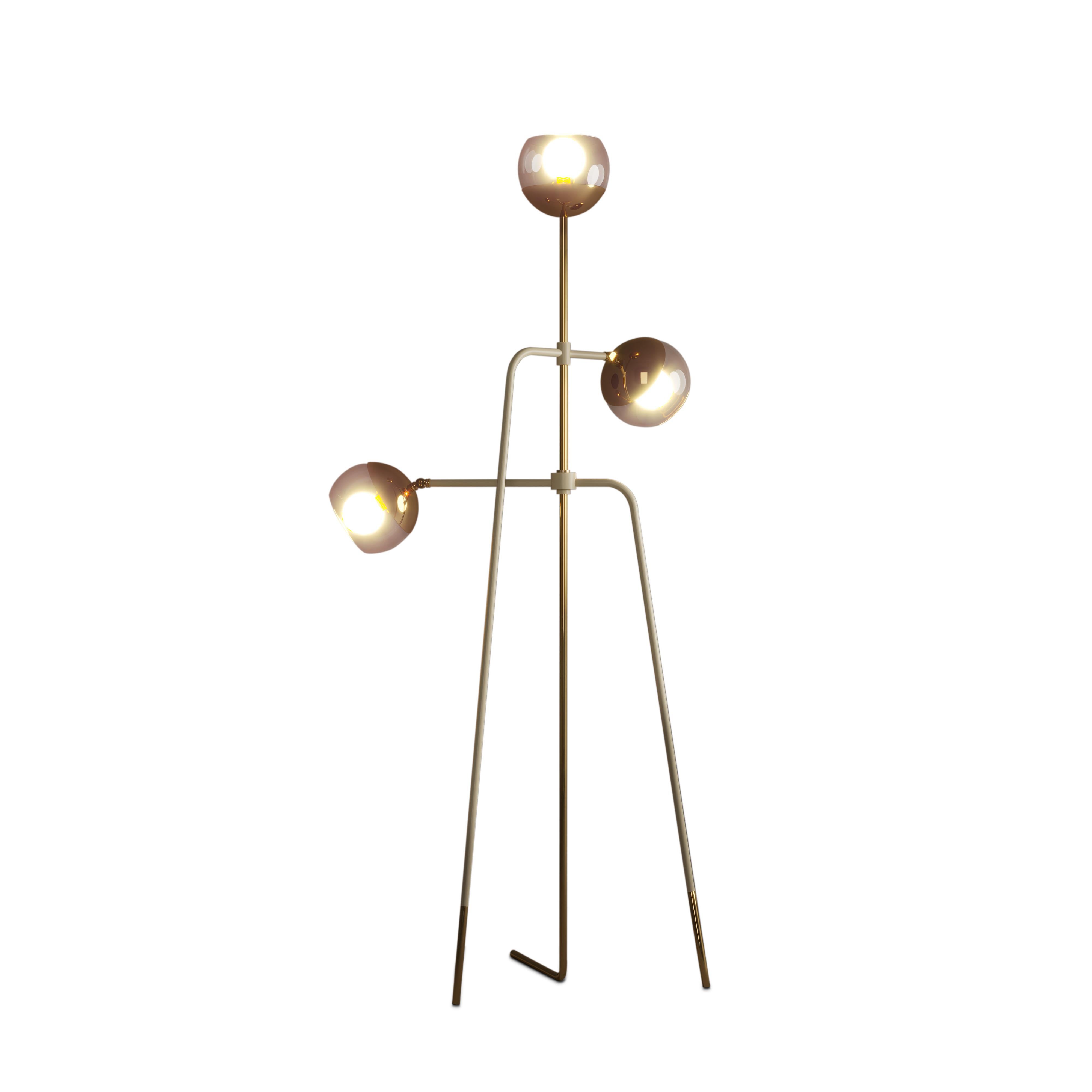 Portuguese 21st Century Black Widow Floor Lamp Brass Glass For Sale