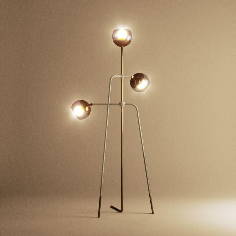 21st Century Black Widow Floor Lamp Brass Glass For Sale 3