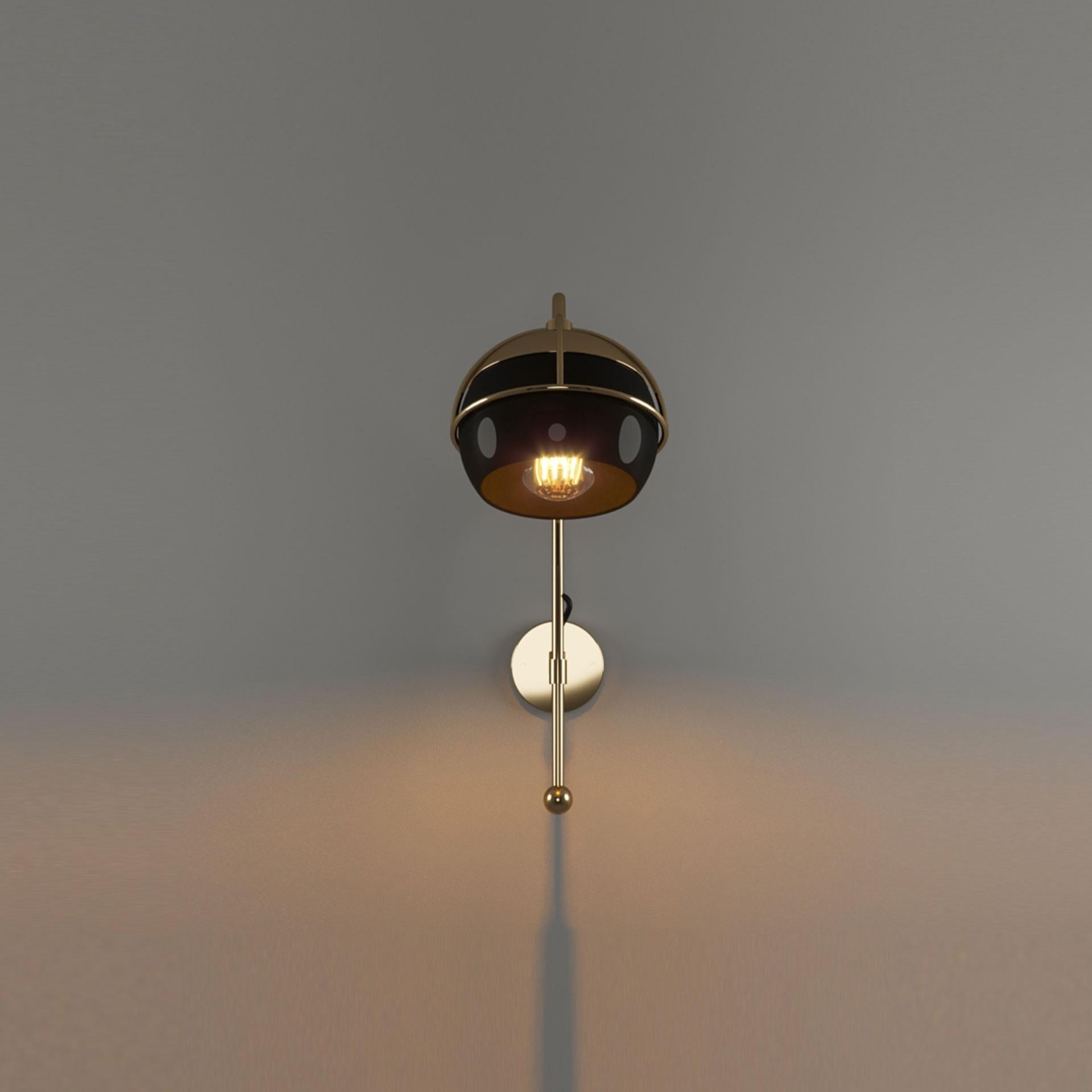 21st Century Black Widow II Wall Lamp Brass Glass by Creativemary For Sale 2