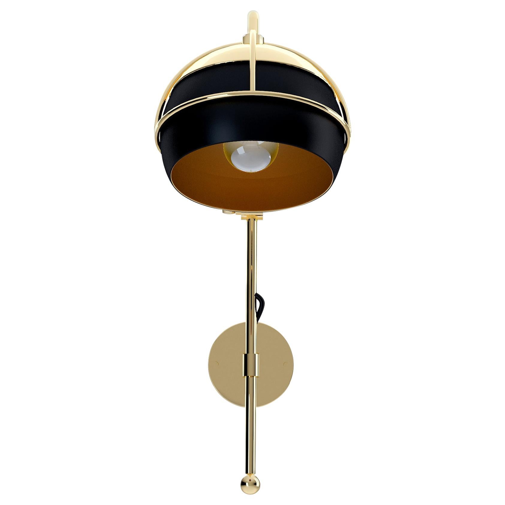 21st Century Black Widow II Wall Lamp Brass Glass by Creativemary For Sale