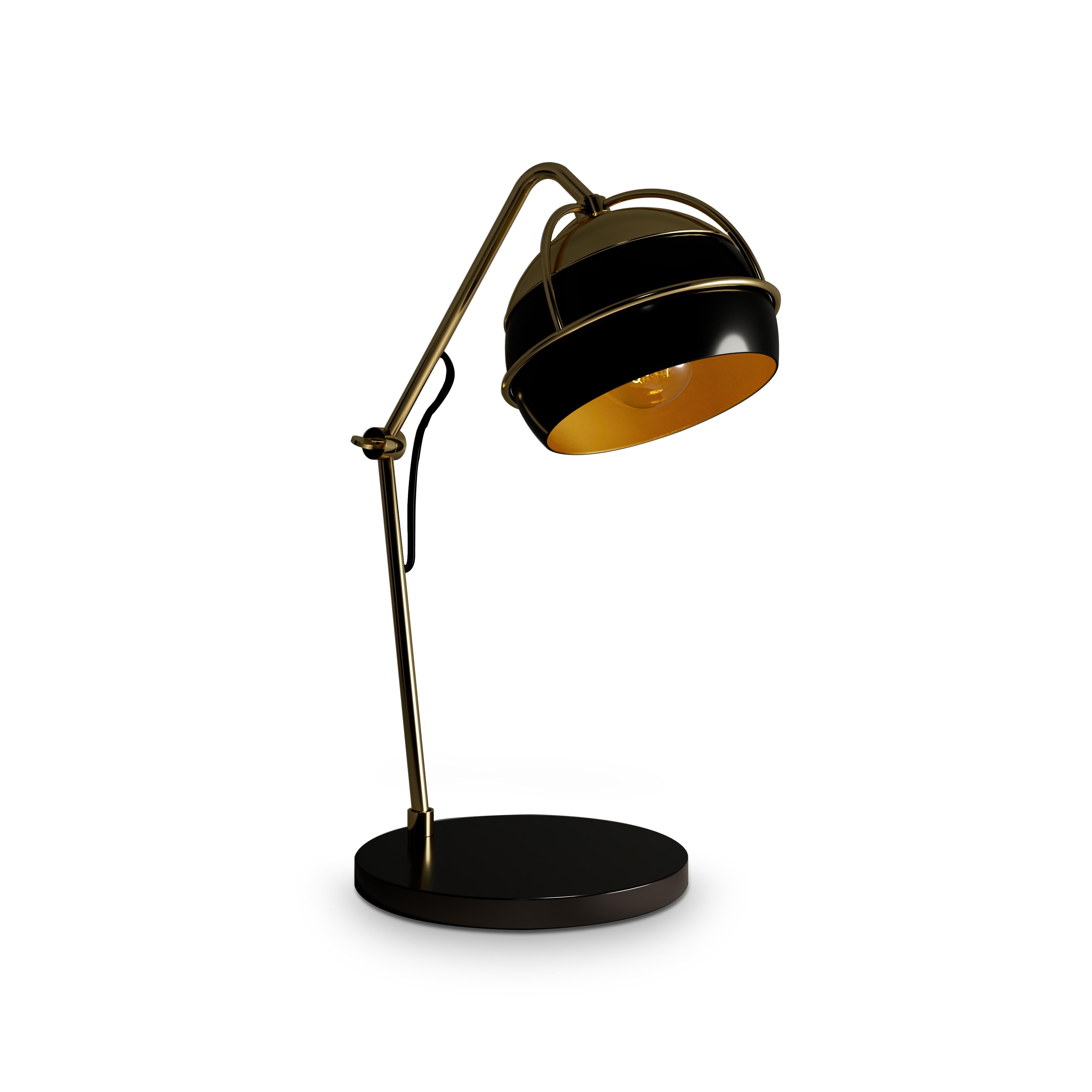 Lampe de bureau femme noire du 21e siècle en laiton et verre fabriquée au Portugal par Creativemary Neuf - En vente à RIO TINTO, PT