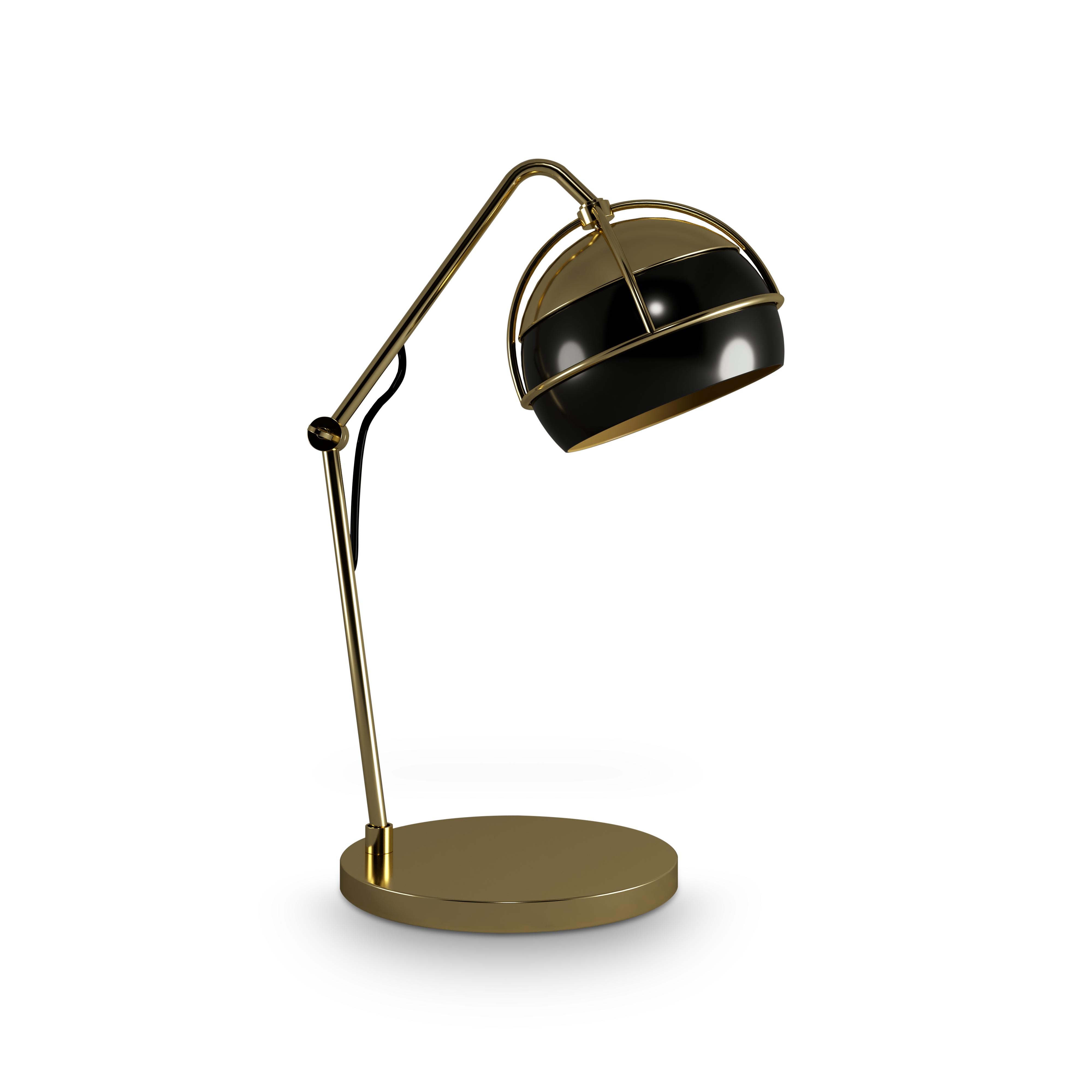 XXIe siècle et contemporain Lampe de bureau femme noire du 21e siècle en laiton et verre fabriquée au Portugal par Creativemary en vente
