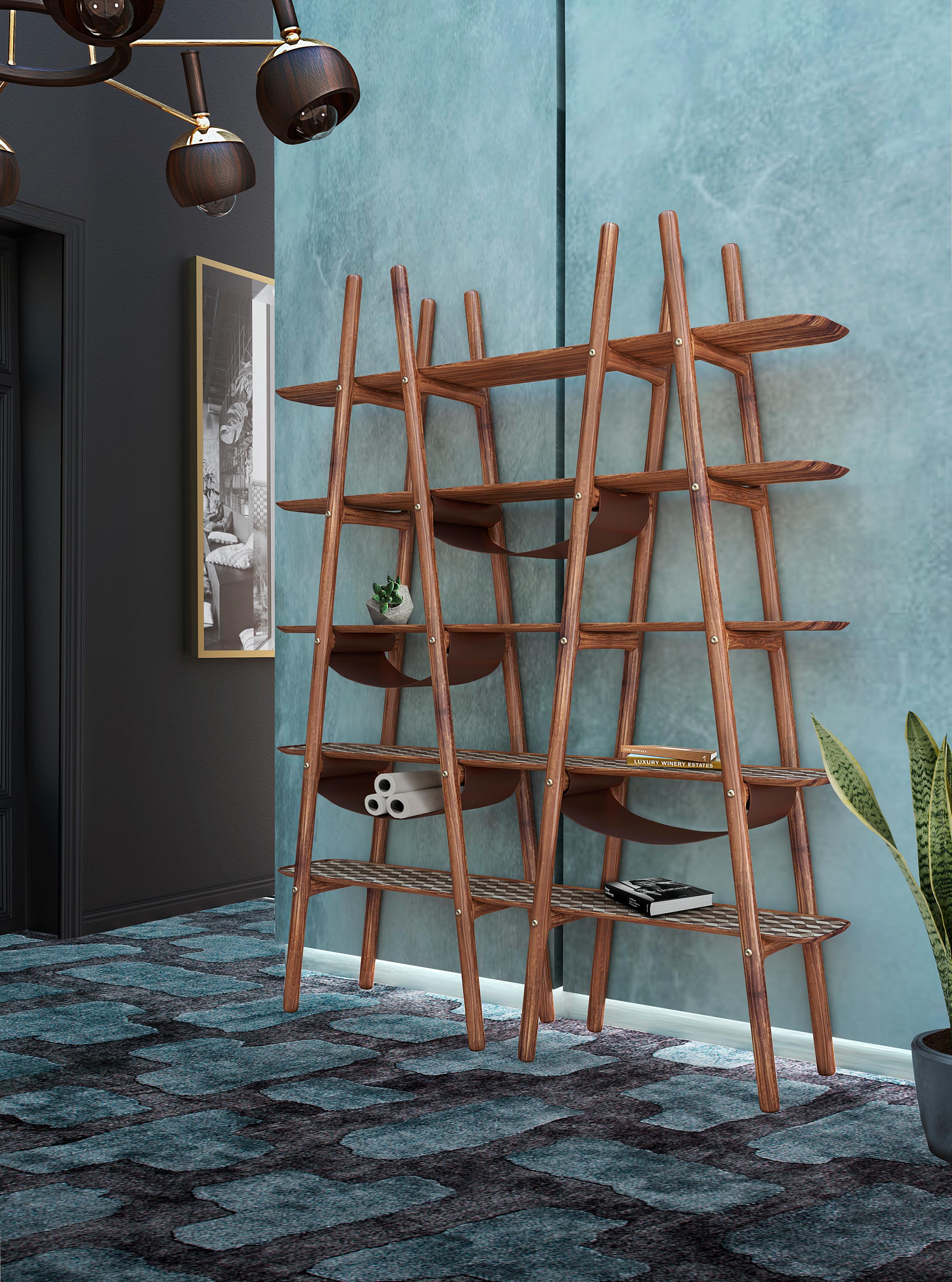 Woodwork 21st Century Blake Bookcase Walnutwood For Sale