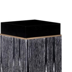 21st Century Block Pedestal, in Black Limed Oak and Brass Details, by Duistt