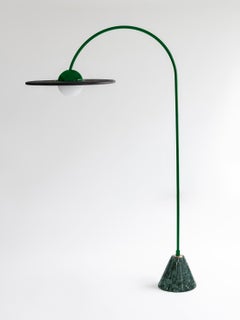 21st Century Blue Floor Lamp with Cane and Rosa Pink Marble