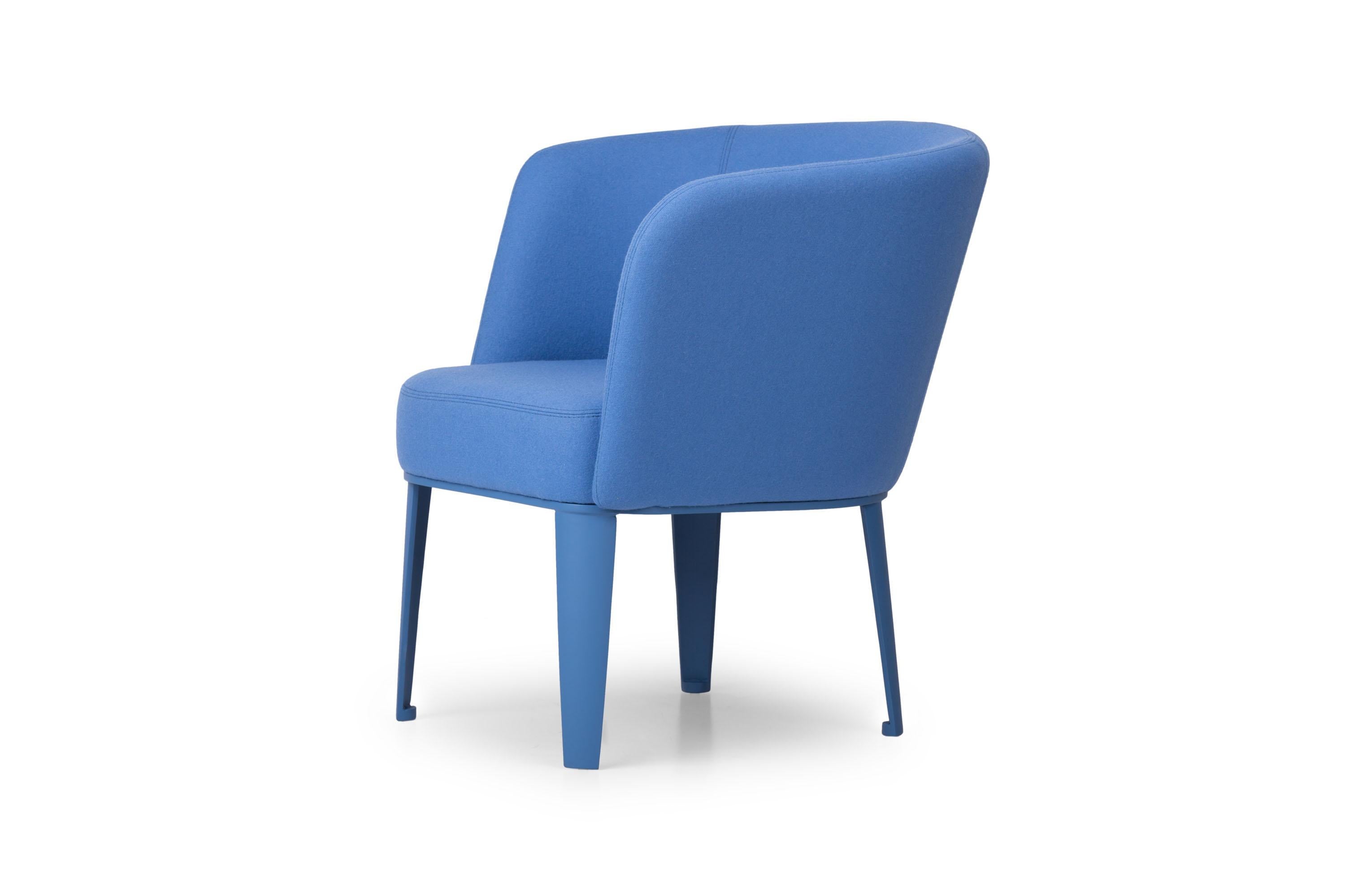 Modern 21st Century Blue Left Armchair Clara Made in Italy For Sale