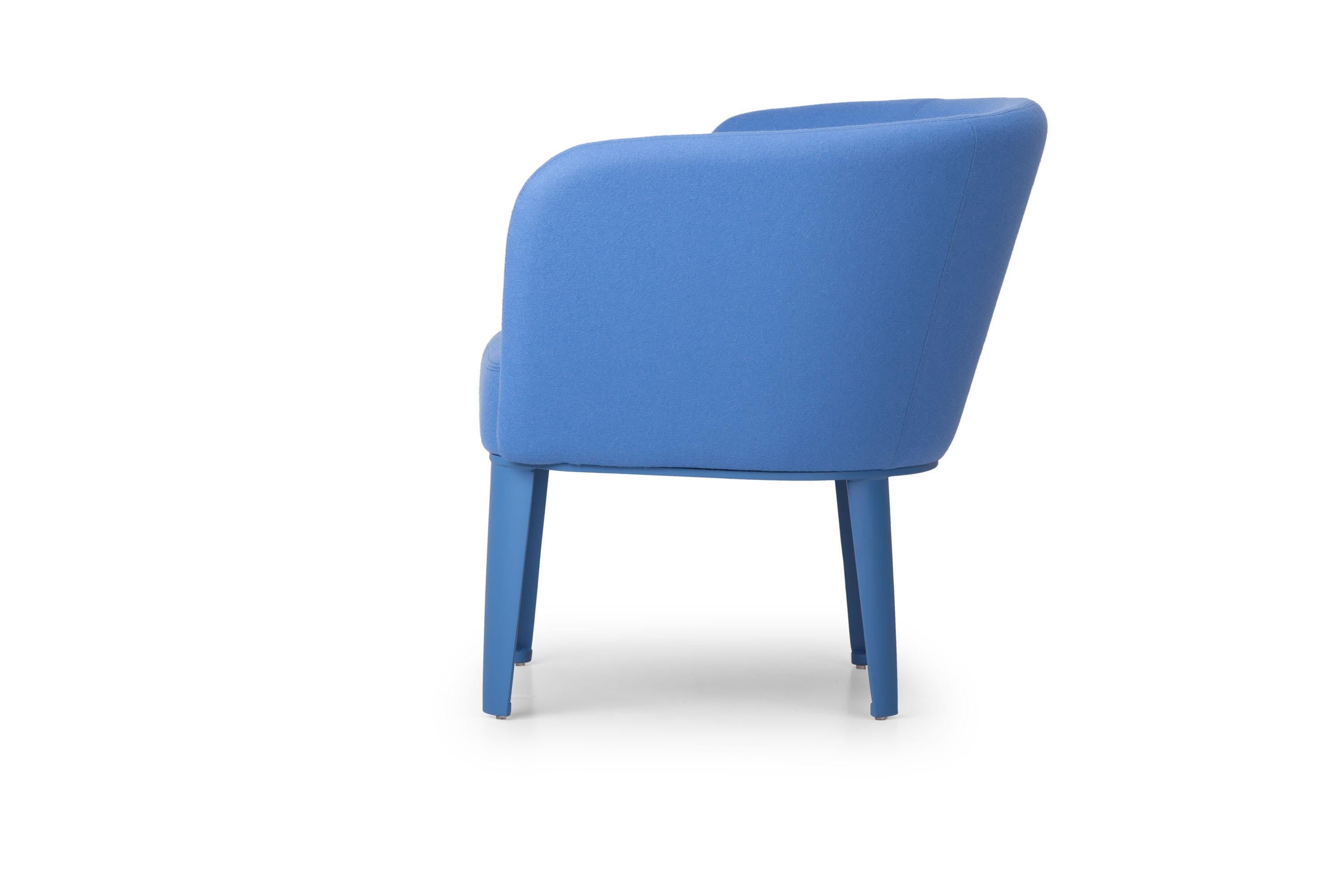 Italian 21st Century Blue Left Armchair Clara Made in Italy For Sale