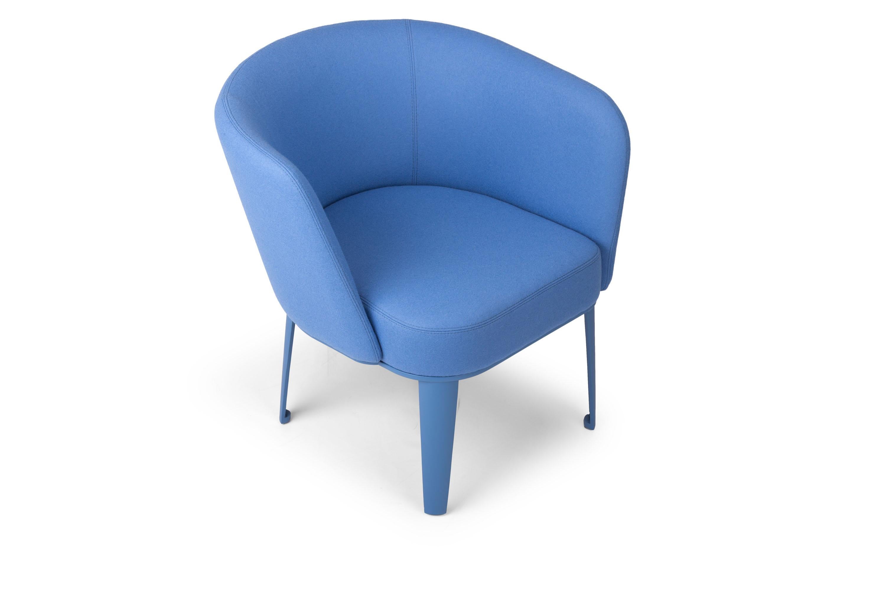 Contemporary 21st Century Blue Left Armchair Clara Made in Italy For Sale