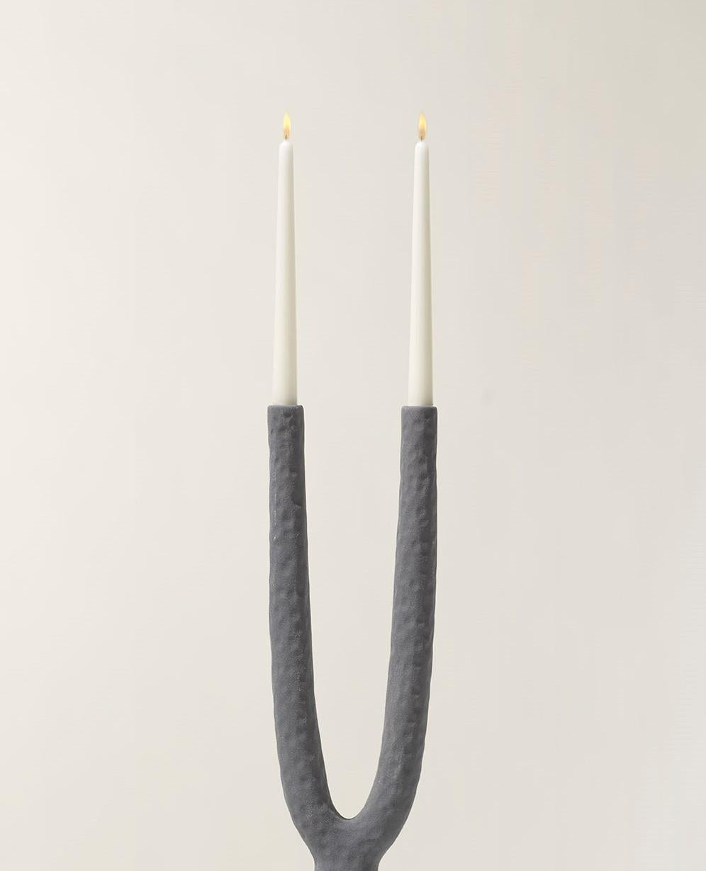 21st Century Blue Matt Candlestick by Ceramica Gatti, designer A. Anastasio In New Condition For Sale In Faenza, IT