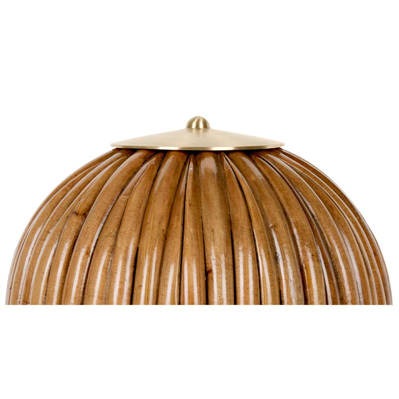 Danish 21st Century Bohemian 72 Rattan and Brass Lantern Floor Lamp by Gabriella Crespi