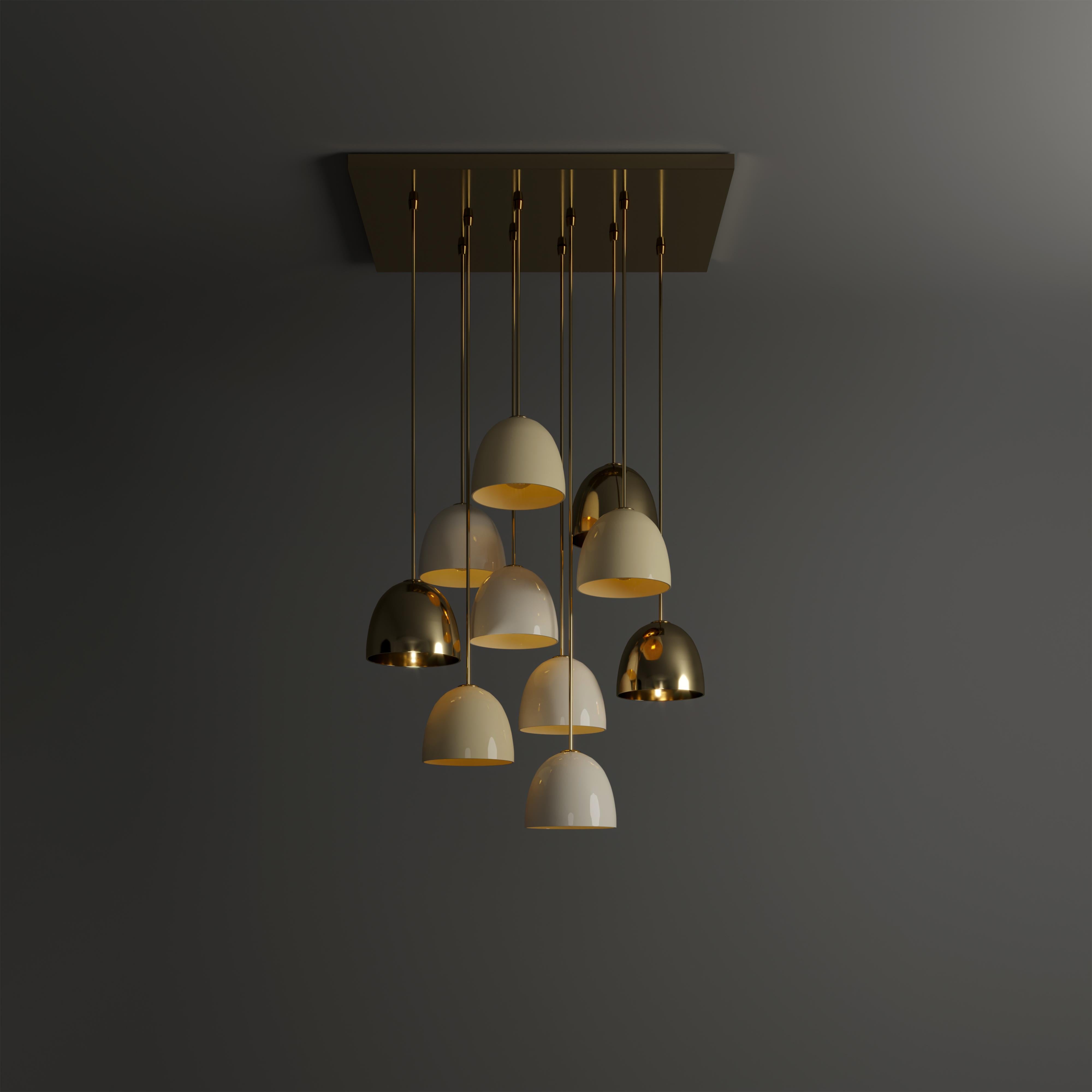 21st Century Bombarda II Suspension Lamp Brass Stainless Steel In New Condition For Sale In RIO TINTO, PT
