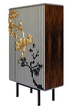 21st Century Bonsai Cabinet, Inlay in Rosewood, Maple, Ebony, Made in Italy
