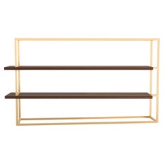 21st Century Bookcase Excentric 2.0 in Walnut and Brushed Brass Made in Portugal