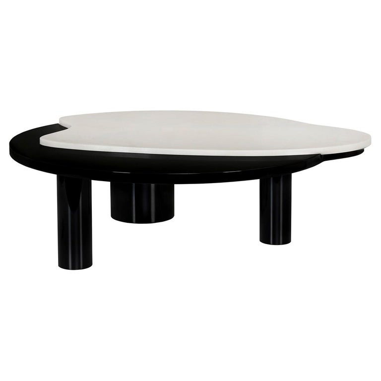 Modern Bordeira Coffee Table with Calacatta Bianco Marble by Greenapple For Sale