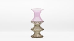 Handcrafted Glass Vase MADAME, Kanz Architetti. pink and bronze color