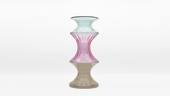 Handcrafted Glass Vase MADAME, Kanz Architetti, green, pink and bronze color