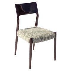 Bossa Dining Chair, COM/COL seat, Ultra Glossy Lacquered Mahogany Wood Legs