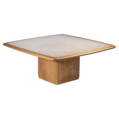 Mid-century style Coffee Table Bossa by Duistt Natural Oak & Cane with Glass Top