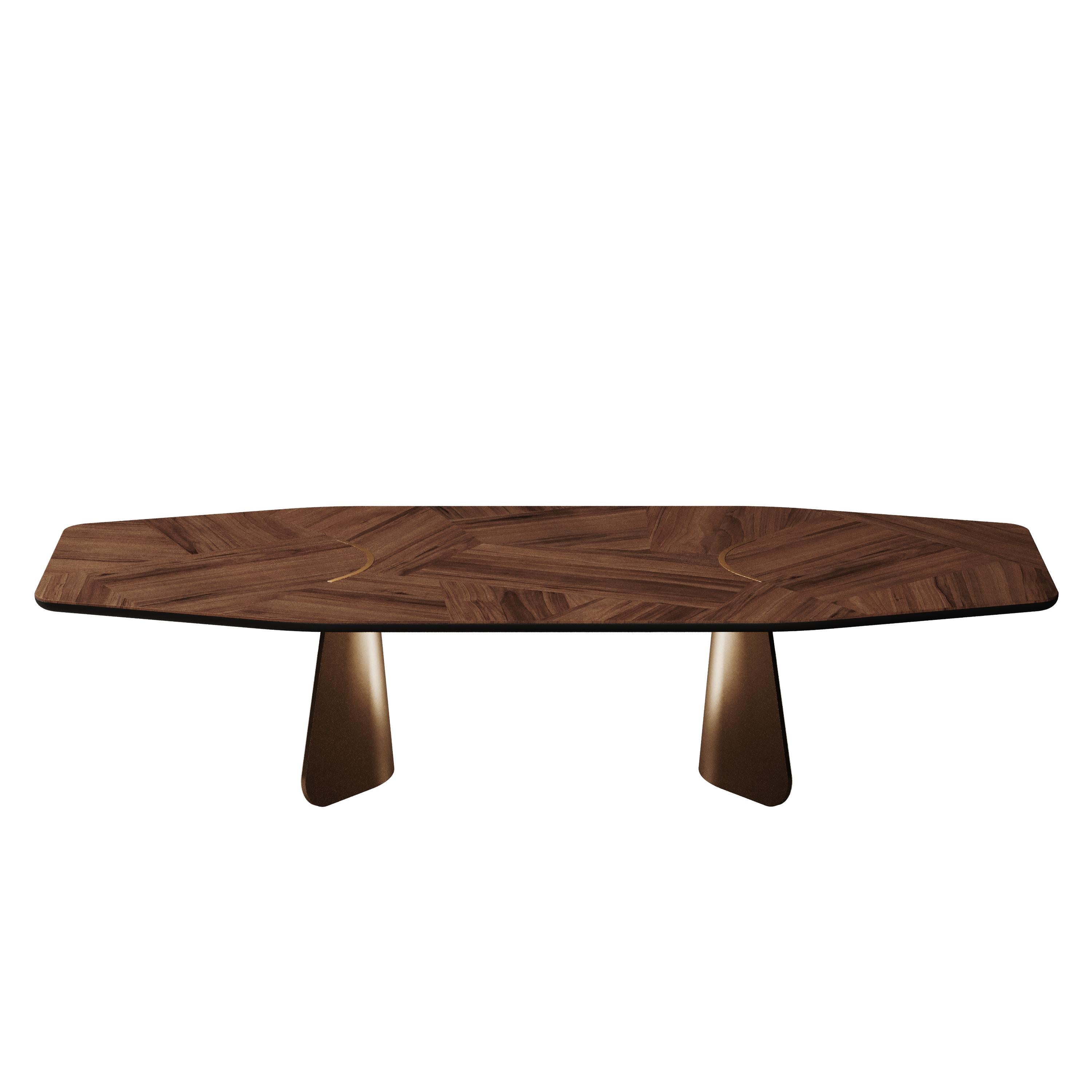 Table de salle à manger Boston du 21e siècle en bois et marbre fabriqué au Portugal par Porus Studio en vente 1