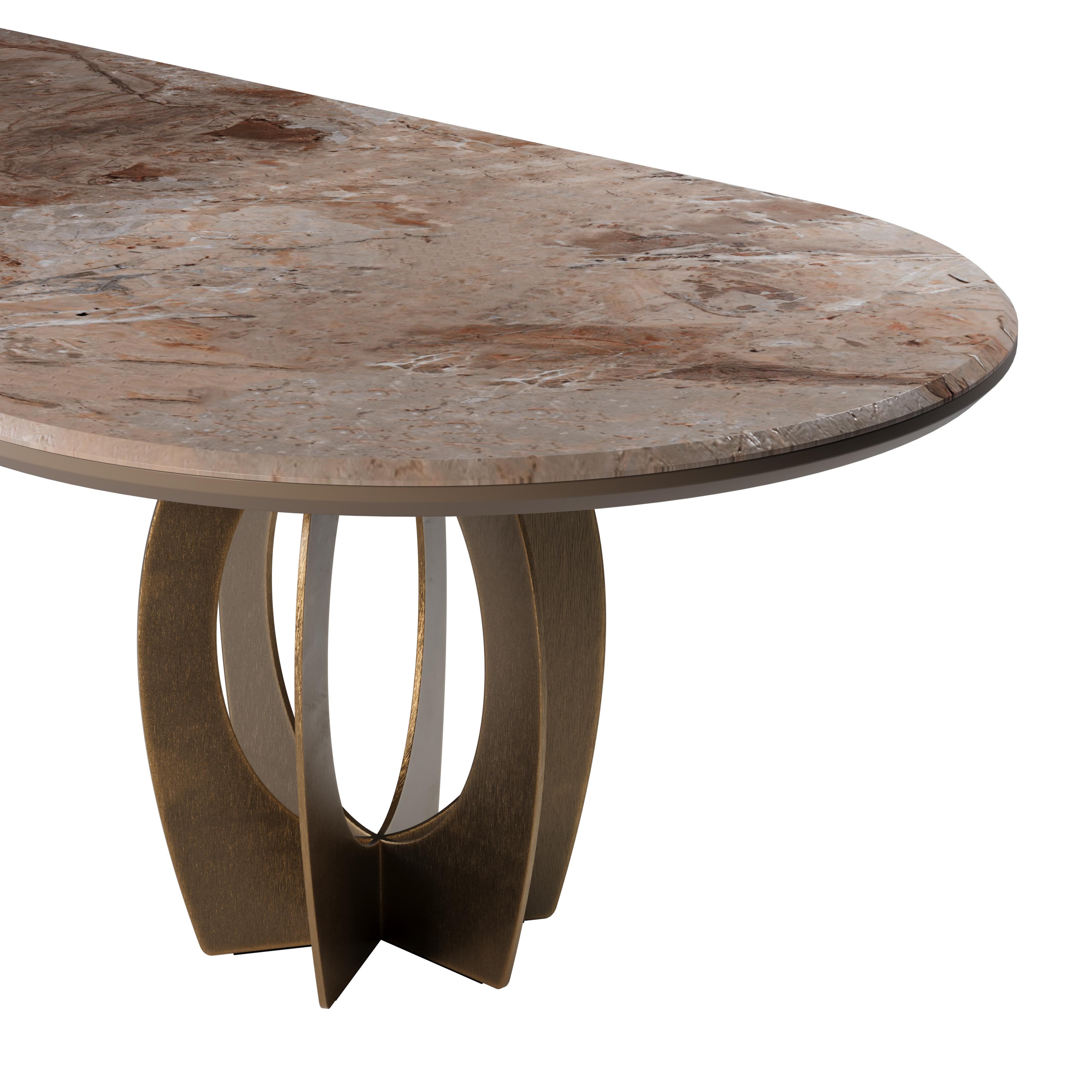 21st Century Boulder Dining Table Marble and Brushed Brass For Sale 6