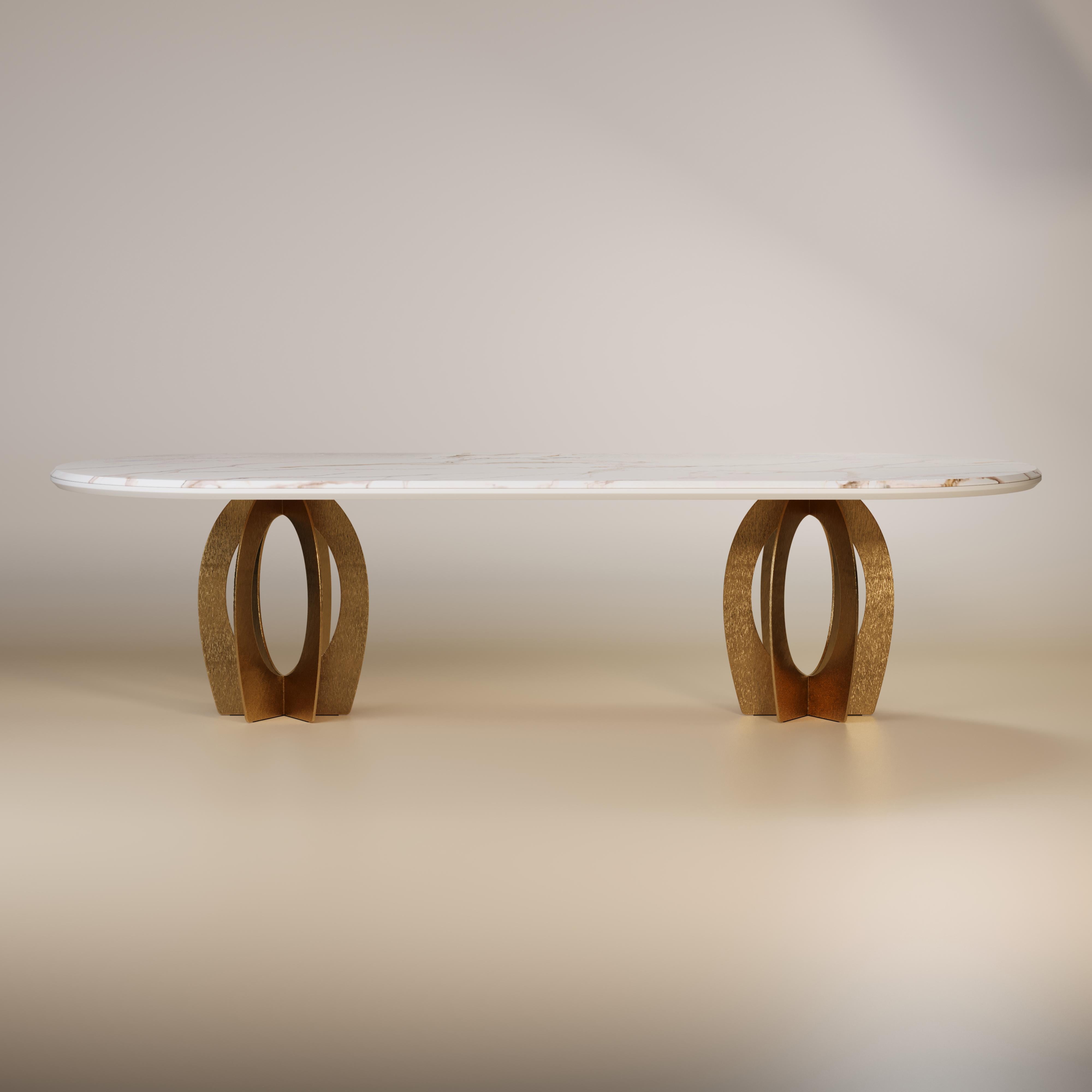 21st Century Boulder Dining Table Marble and Brushed Brass For Sale 8
