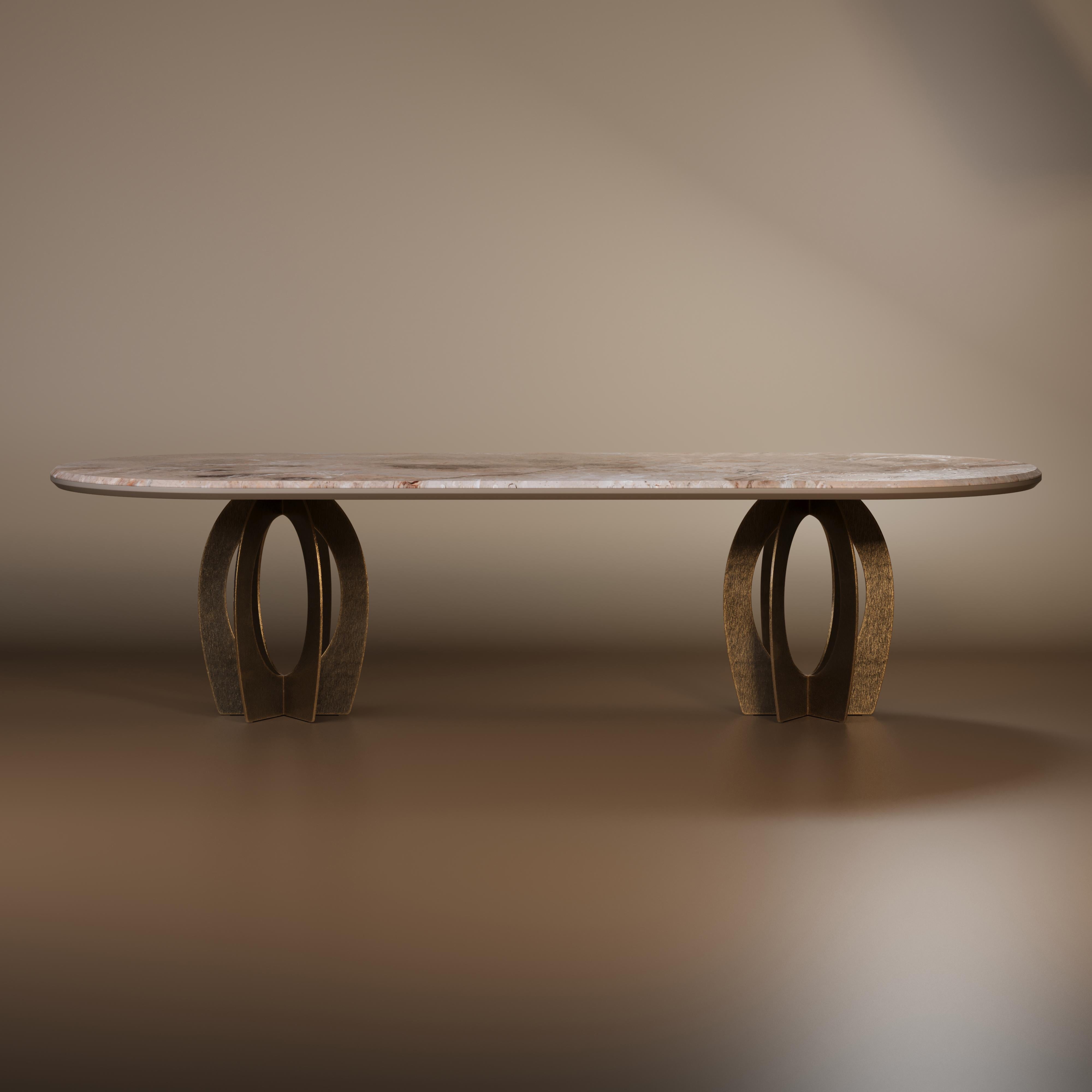 21st Century Boulder Dining Table Marble and Brushed Brass For Sale 9