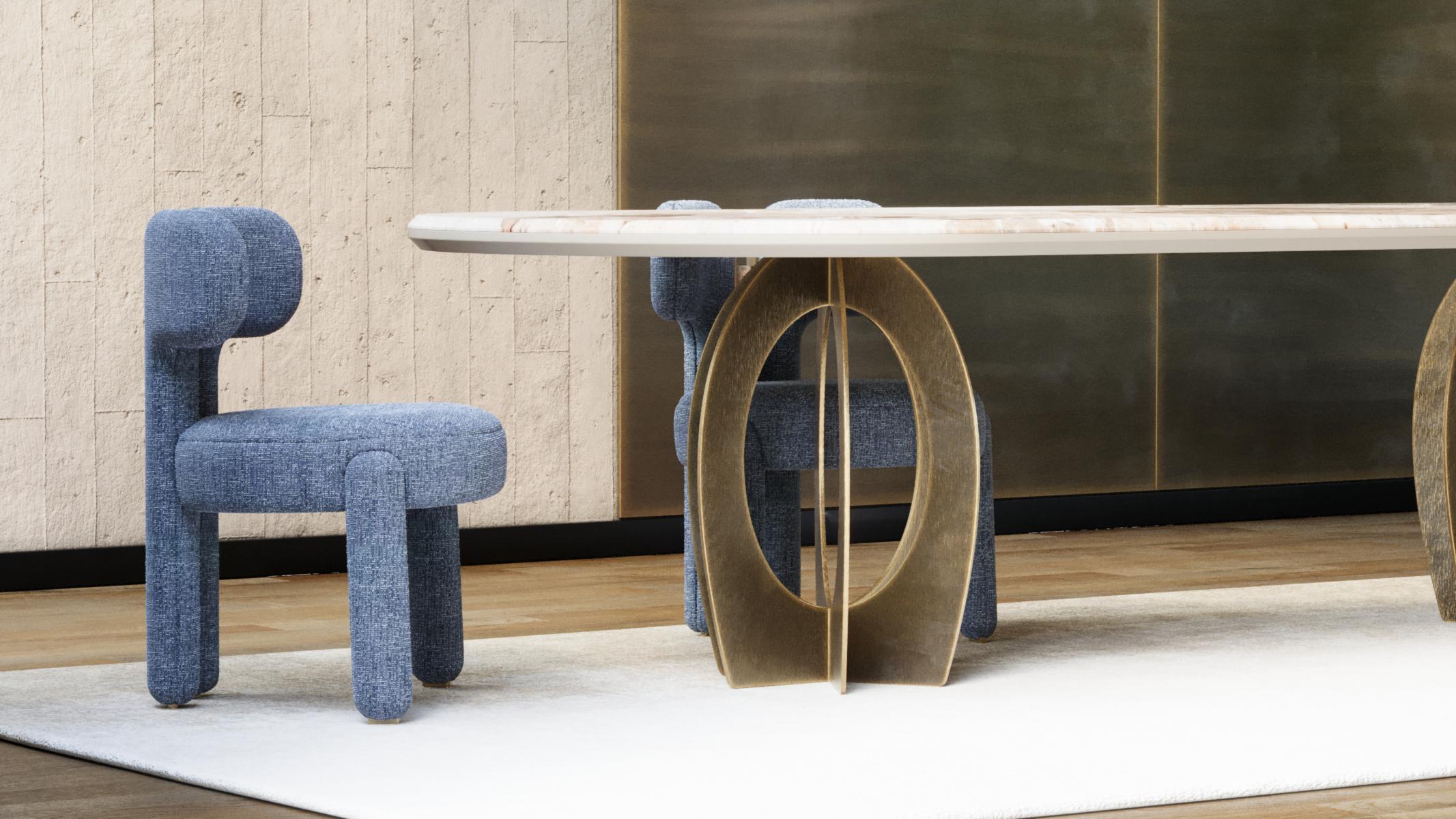 21st Century Boulder Dining Table Marble and Brushed Brass For Sale 3