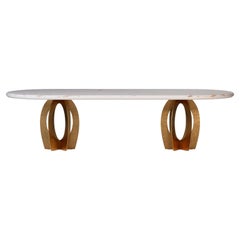 21st Century Boulder Dining Table Marble and Brushed Brass