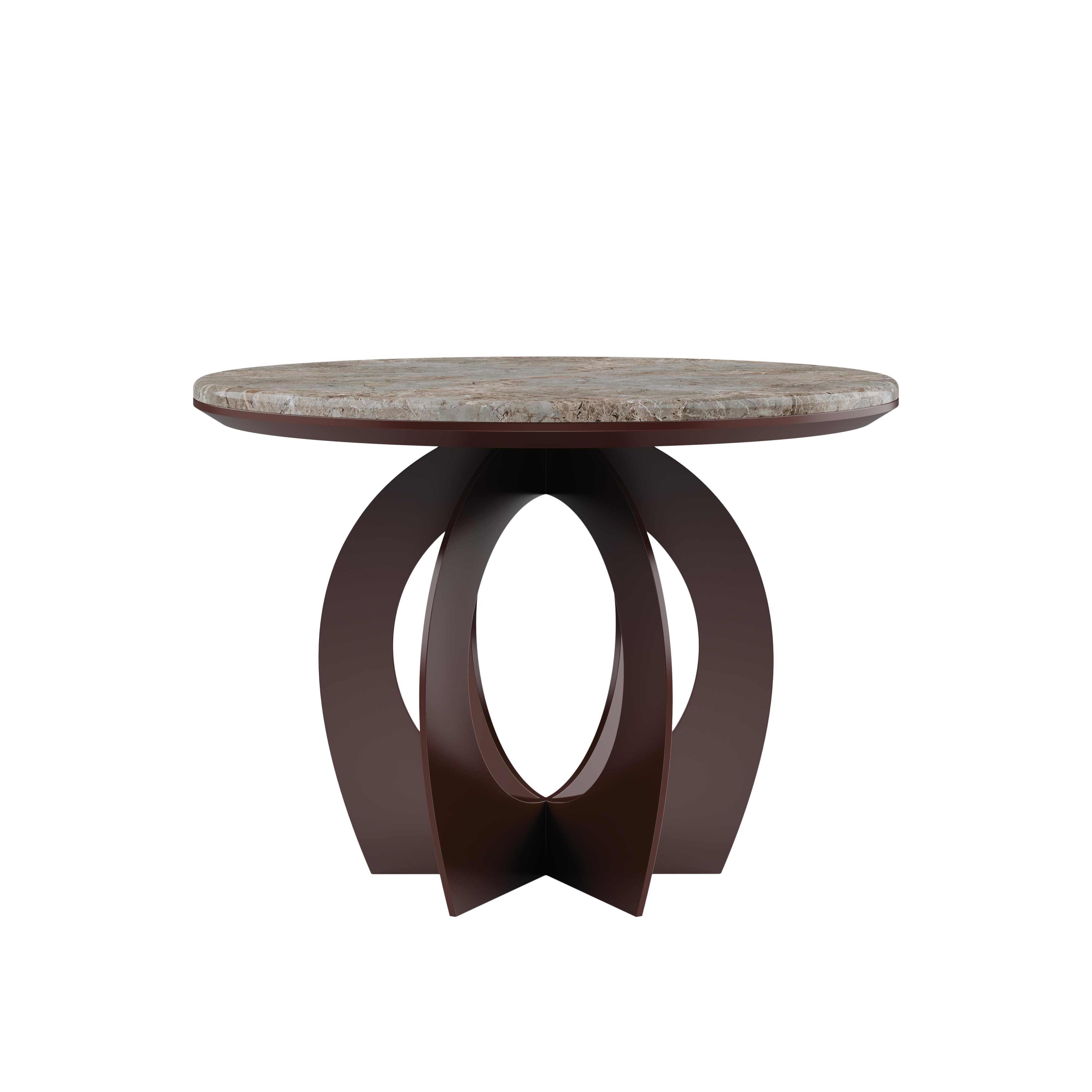 Portuguese 21st Century Boulder Side Table Marble Steel Lacquered Wood Rosso Marble For Sale