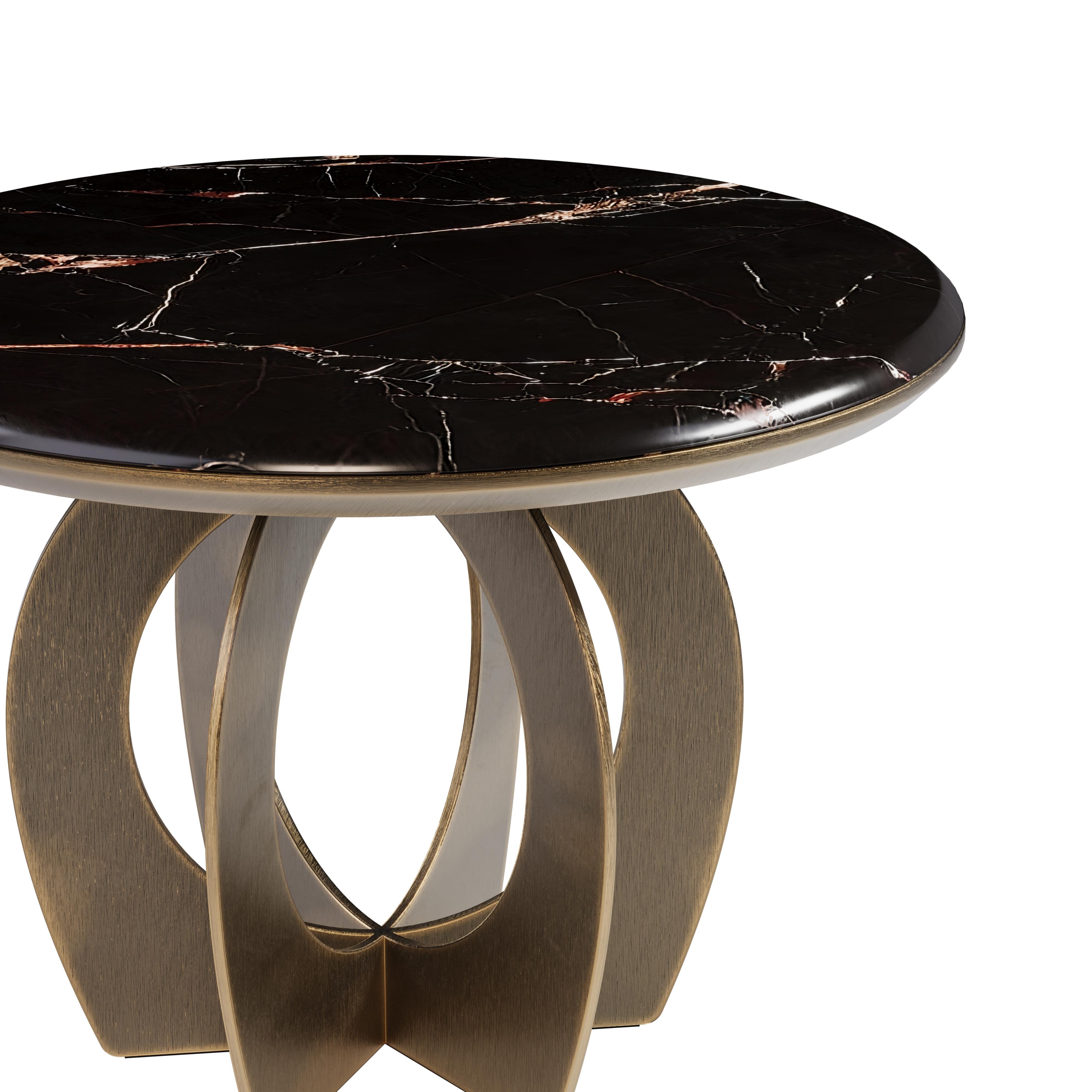 21st Century Boulder Side Table Marble Brass For Sale 2