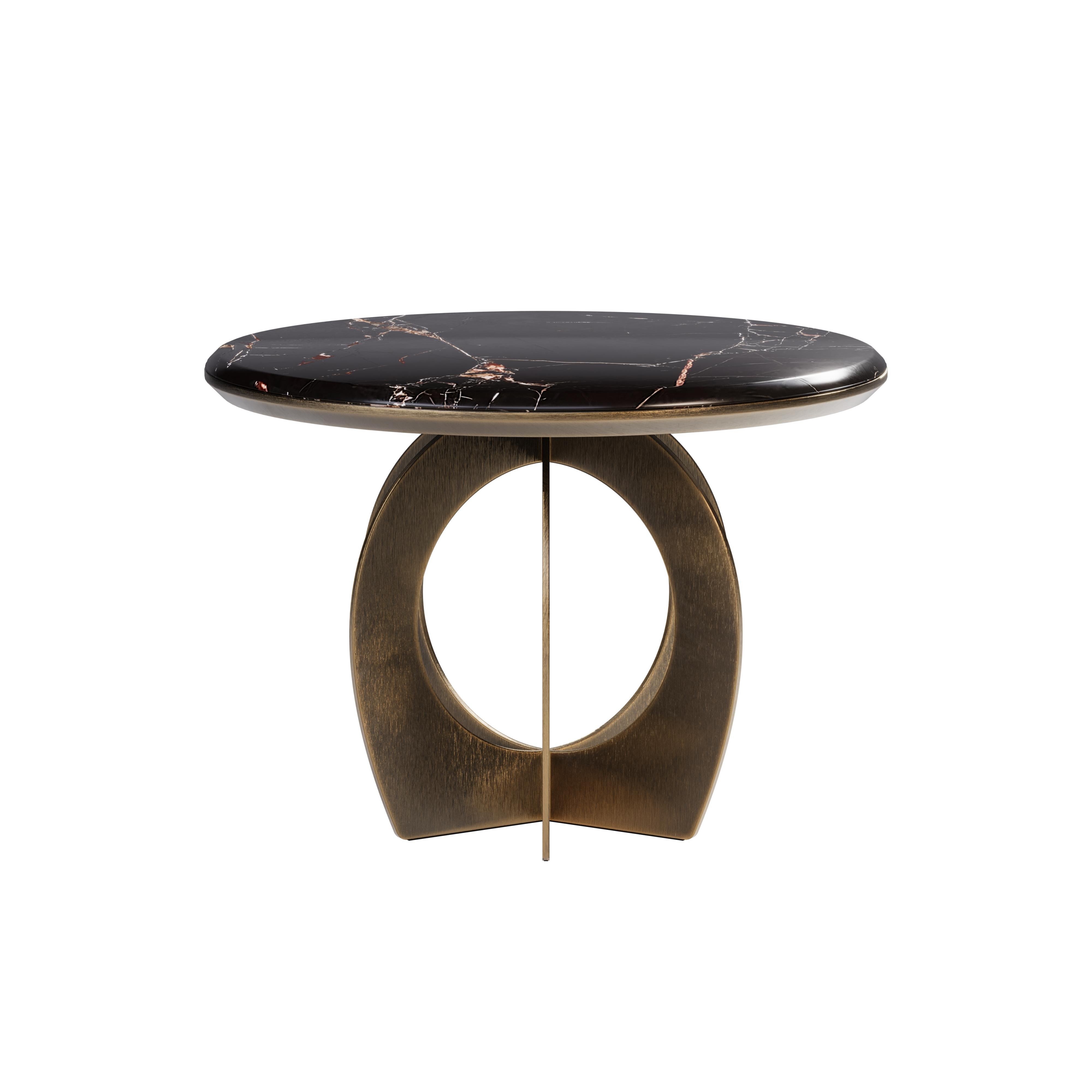 21st Century Boulder Side Table Marble Brass In New Condition For Sale In RIO TINTO, PT