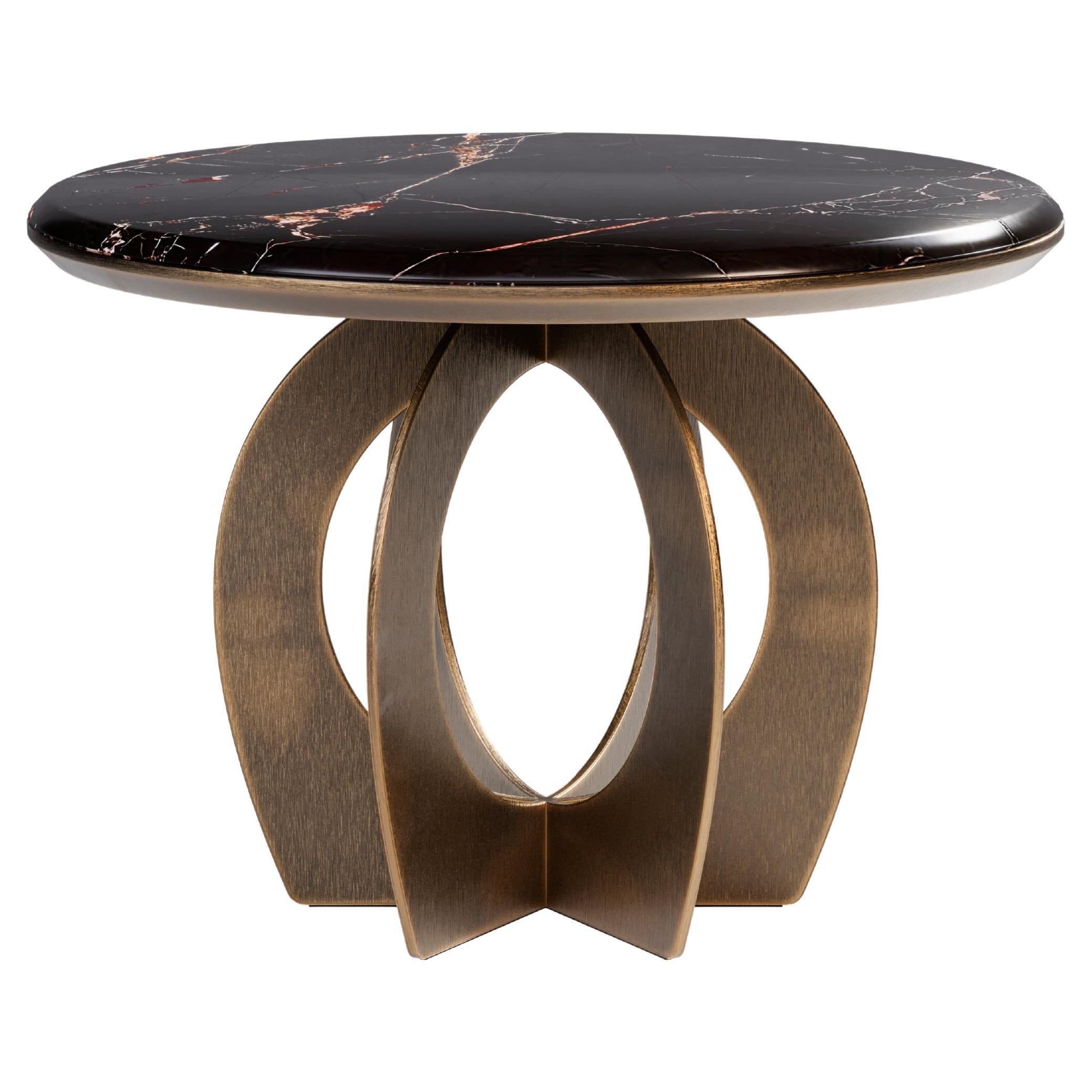 21st Century Boulder Side Table Marble Brass