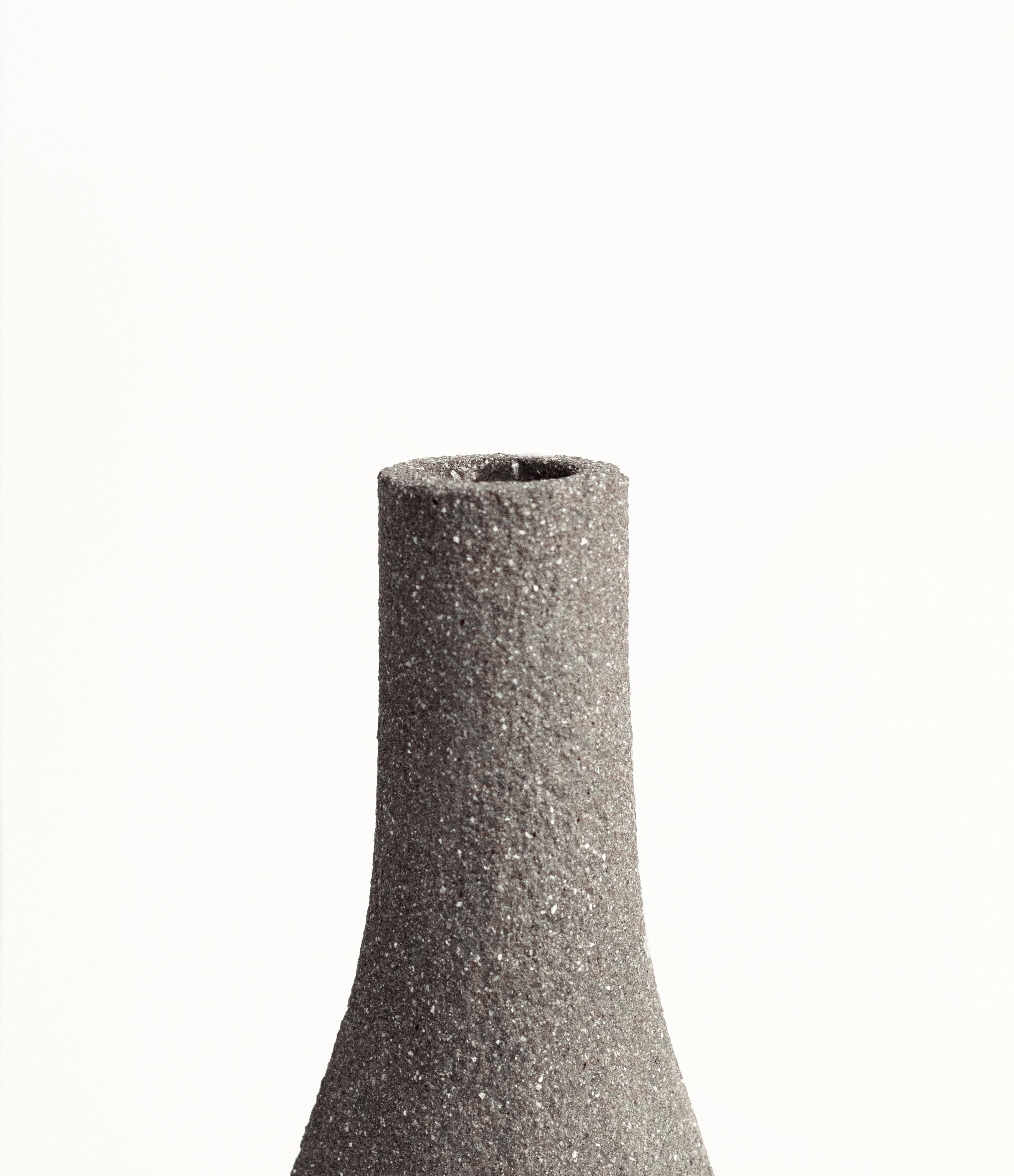 Minimalist 21st Century Bouteille 'M' Vase in Grey Ceramic, Hand-Crafted in France