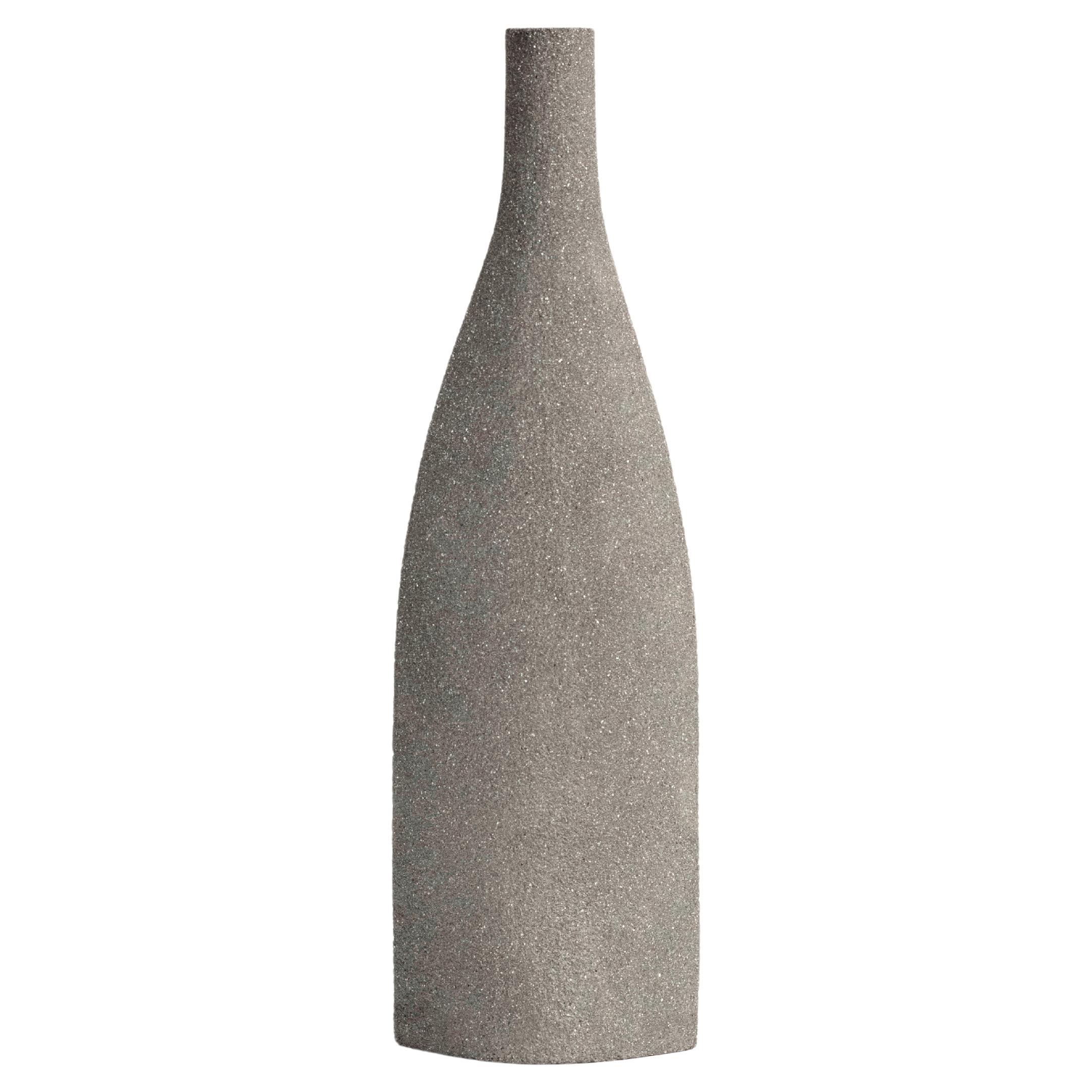 21st Century Bouteille 'M' Vase in Grey Ceramic, Hand-Crafted in France